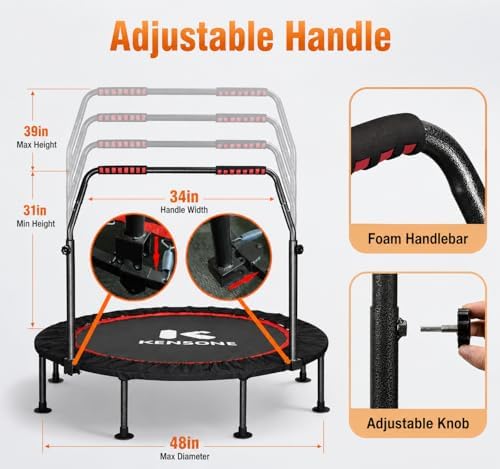 KENSONE 40"/48" Rebounder Trampoline for Adults Indoor Handle 330/450 LBS