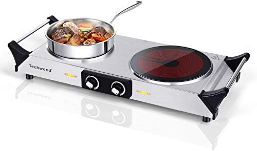 Hot Plate, Techwood Electric Stove for Cooking, 1500W Countertop Single Burner with Adjustable Temperature and Handles