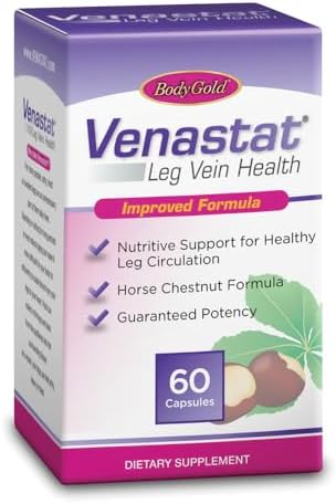 Body Gold Venastat, Leg Vein Support Supplements, 60 Veggie Capsules