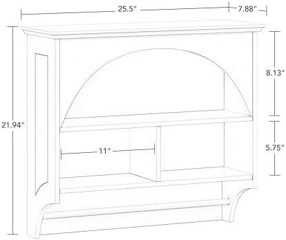 RiverRidge Kitchen Wall Shelf with Arch and Towel Bar, White | Wall-Mounted Pantry Spice Rack, 2 Shelves, Kitchen Storage Cabinet, Hand Towel Rack