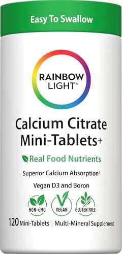 Rainbow Light Calcium Citrate Mini Tablets + | 120 Count | Superior Calcium Absorption | Vegan D3
