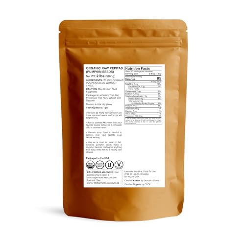 Food to Live Organic Raw Pepitas, 18 Pounds — Non-GMO, Pumpkin Seed Kernels, Unsalted, No Oil, No Shell, Vegan, Kosher, Bulk. Keto Snack.