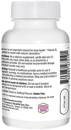 21st Century Calcium Plus Extra D3 Caplets, Bone Health, 90 Count | Calcium 500 mg with Extra Vitamin D3 600 IU, Bone Strength & Density Support