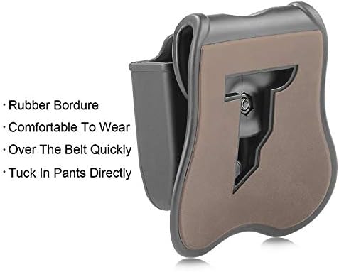 Double Mag Pouch Fit Glock 9mm/.40 Cal Magazines | Polymer Paddle Holster with 360°Adjustable Cant , Ambidextrous, Outside Waistband, Black