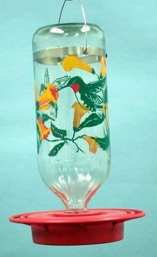 Original Best-1 Flowers Hummingbird Feeder 32 Ounce Glass Bottle, Plastic Base