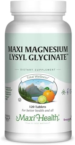 Maxi Health Magnesium Glycinate Lysyl Supplement – Magnesium Glycinate 200mg – Supports Sleep, Energy Boost, Bone Strength