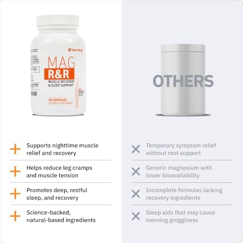 SaltWrap Mag R&R - Nighttime Muscle Cramps Support, Natural Sleep Support for Adults with Magnesium Glycinate for Muscle Spasm and Leg Cramps Relief