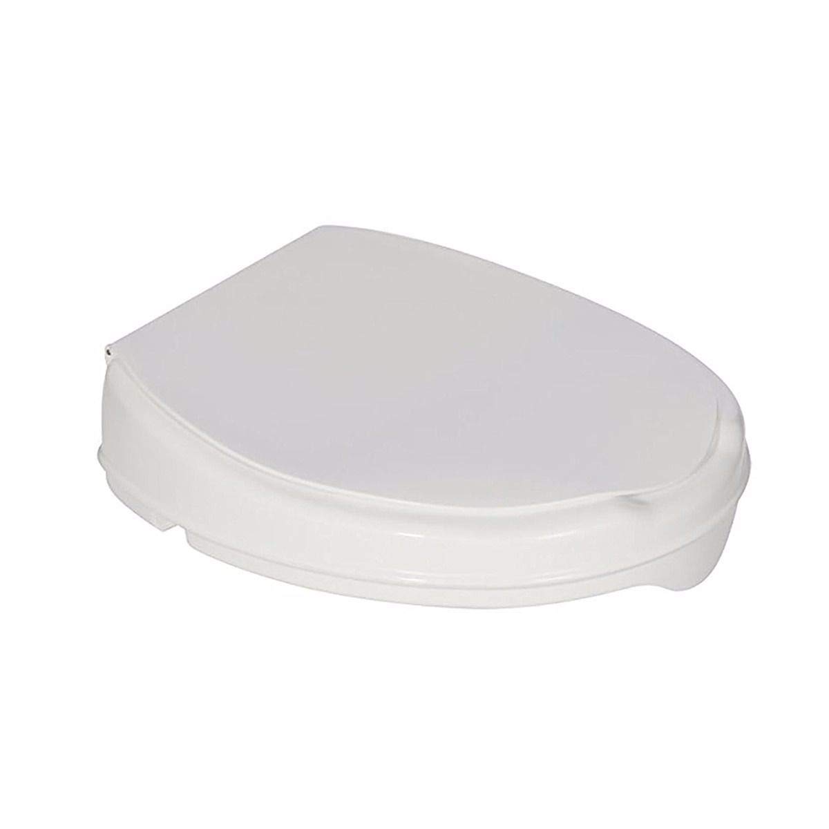 Homecraft Savanah Raised Toilet Seat 2" with Lid, Elongated & Elevated Lock Seat Support for Elderly, Handicapped and Disabled Users, White Colour | Elevated toilet seat riser for seniors and elderly; universal fit for most standard toilets, portable and…