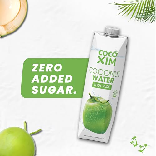 COCOXIM Ready to Drink Pure Coconut Water, 33.8 oz, Pack of 12, Zero Sugar