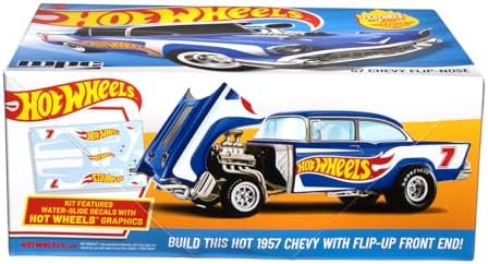 MPC Hot Wheels 1957 Chevy Flip-Nose Model Kit – 1:25 Scale Gasser, Flip Front End, V8 Engine, 87 Parts, Skill Level 2 (Paint & Glue Required)