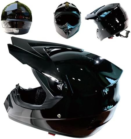Dirt Bike Helmets Black Fullface DOT Motorcycle E Bike ATV Helmet