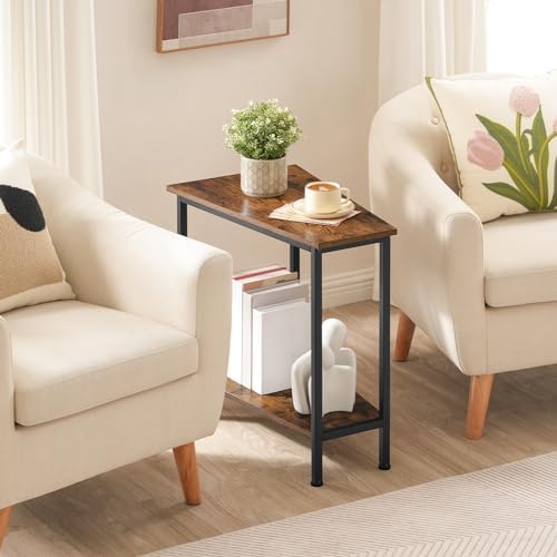 HOOBRO Wedge End Table, Recliner Wedge Side Table with Storage, Industrial Triangle Accent Table for Small Space, Corner, Living Room, Apartment