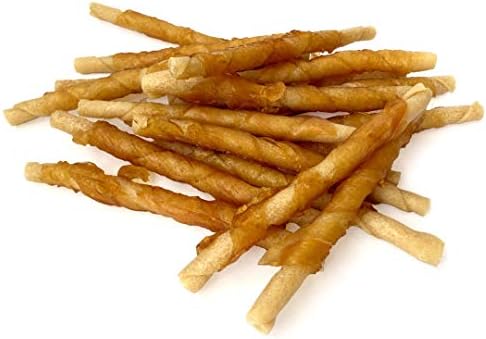 Rena's Recipe Chicken Twisty Sticks Chicken Wrapped Dog Treats, 8 oz | Rawhide-Free Chicken Wrapped Soft Chews with Glucosamine for Joint Support