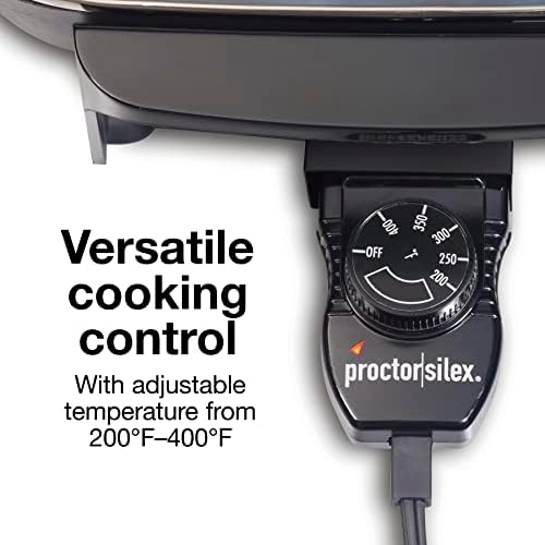 Proctor Silex Electric Skillet with Lid, 116 sq. in. Nonstick Cooking Surface for Frying, Sauteing, Simmering and Braising
