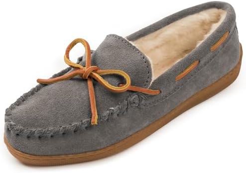 Minnetonka Women's Pile Lined Hardsole Moccasin Slippers
