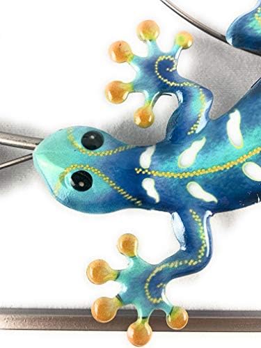 Metal Gecko Wall Art 3D Plaque Decor Lizard Sculpture for Outdoor Backyard Fence Patio Garden Pool Side Or Indoor Bathroom Living Room Bedroom Hallway