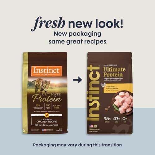 Instinct Ultimate Protein Dry Cat Food, Cage Free Chicken, 4 lb. Bag | Protein-packed recipe, 95% protein from real chicken, probiotics, omegas & antioxidants for digestive, coat & immune health