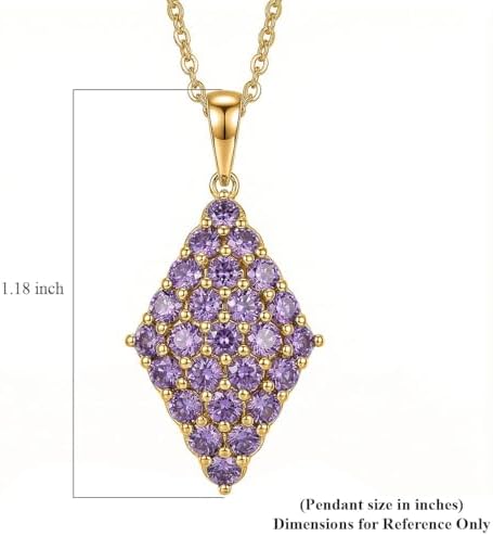 Amethyst Color Cubic ZirconiaPendant Steel Necklace 20"