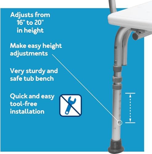 Carex Shower Bench and Shower Chair For Elderly and Disabled with Height Adjustable Legs, Tub Bench Converts to Right or Left Hand Entry