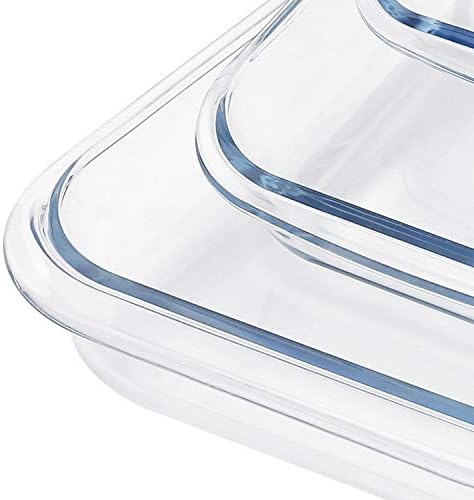 FOYO Basics Tempered Glass Baking Dish, 1.6 Quart Clear Oblong Dish Set, Casserole Dish Cooking Oven Bake