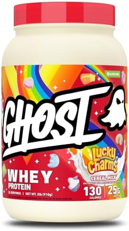 GHOST Whey Protein Powder, Milk Chocolate - 2LB, 25G of Protein | Whey Protein Isolate & Concentrate Blend - Post Workout Nutrition Shake, Smoothies - Soy & Gluten-Free - 2LB Tub, 26 Servings