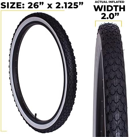 Classic White Wall Tires for Your Cruiser Wheels and Beach Cruiser Bike Accessories. 26 x 2.125 White Wall Bicycle Tires. with or Without Tubes. 1