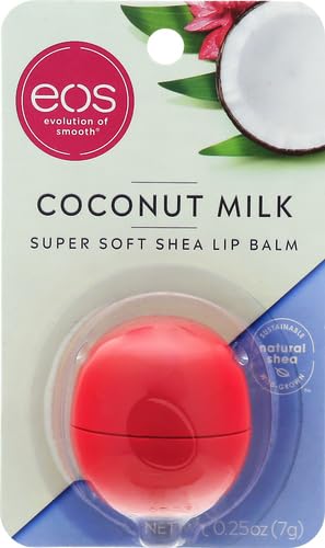 eos 100% Natural Lip Balm - Coconut Milk, All-Day Moisture, Dermatologist Recommended for Sensitive Skin Care, Lip Care Products, 0.25 oz