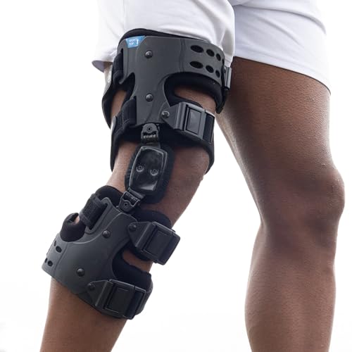 Elite OA Knee Brace for ACL & Meniscus Injury, Right | Dual-adjustment Support, Hyperextension Control, Patella Stability, Osteoarthritis Relief
