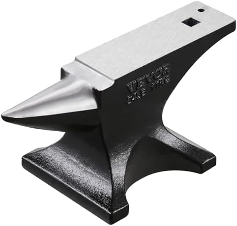 VEVOR Blacksmith Anvil 55 lbs (25 kg) Single Piece of Iron with Square Holes Ideal for Metalurgical and Blacksmiths in Metal Workshop and for