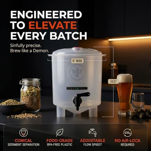Premium Beer Kit Bonus with Bottles - Conical Fermenter Eliminates Sediment and Makes Great Tasting Home Made Beer - 1 Gal. Pilsner, Stout