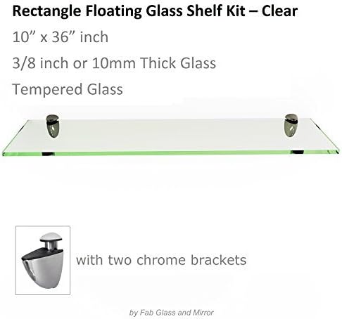 Fab Glass and Mirror Glass Shelf 8" X 30" Clear