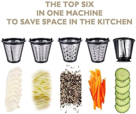 Electric Cheese Grater and Slicer Shredder for Kitchen, 150W 5 Cones | Salad Maker Grates slices shreds cheese vegetables fruits nuts