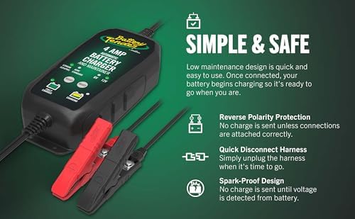 Battery Tender 4 AMP Battery Charger and Maintainer - Automotive Switchable 12V or 6V Smart Automatic for Cars SUVs and Trucks - Lead Acid, AGM, Gel