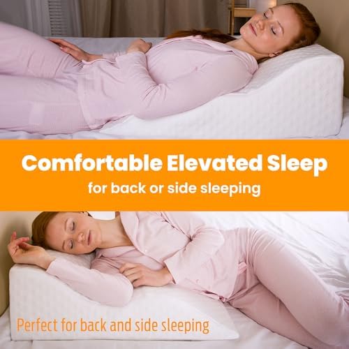 Aeris Wedge Pillow for Sleeping, Acid Reflux, and Snoring - Memory Foam Bed Wedge, 19-Degree Incline - Post-Surgery Recovery, Reading