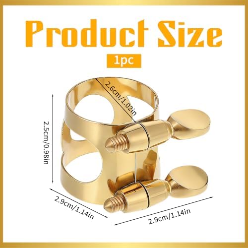 Saxophone Ligature, Soprano Sax Mouthpiece Ligature with Adjustable Screws Double Screws Saxophone Gold Fastener