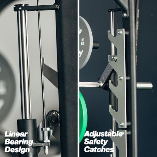 Titan Fitness Smith Machine, Counterbalanced Power Rack with Adjustable Safety Stops, Olympic Fixed Barbell Design, Multi-Grip Pull Up Bar