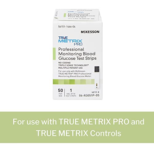 McKesson 06-R3051P-05 True Metrix Pro Professional Monitoring Blood Glucose Test Strip, Box of 50
