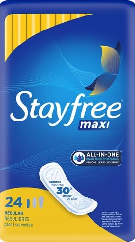 Stayfree Reg Maxi Pad c Size, 24 Count (Pack of 1), Regular