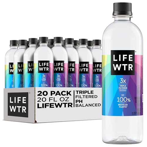 LIFEWTR Premium Purified Water, pH Balanced with Electrolytes, 100% recycled plastic bottles, 23.7 Fl Oz Flip Cap Bottles, 700 mL (Pack of 12)