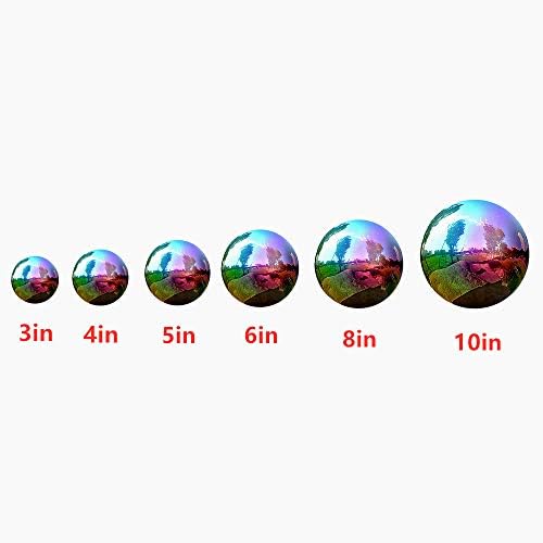 Gazing Globe - 6/8/10Inch Rainbow Stainless Steel Shiny Gazing Balls for Gardens and Ponds (6 inch)