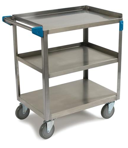 Carlisle FoodService Products UC5032135 3 Shelf Stainless Steel Utility / Service Cart, 500 Pound Capacity, 35" Long x 21" Wide x 36" HIgh, Large