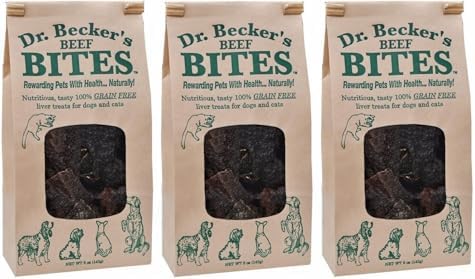 Dr. Becker's Original Beef Bites | Grain Free Liver Training Treats for Dogs & Cats, 5 oz (Pack of 3)