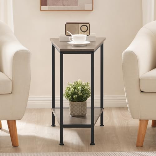 HOOBRO Wedge End Table, Recliner Wedge Side Table with Storage, Industrial Triangle Accent Table for Small Space, Corner, Living Room, Apartment