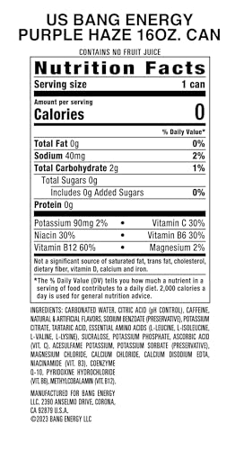 Bang Energy Blue Razz, Sugar-Free Energy Drink, 16-Ounce | Pack of 12