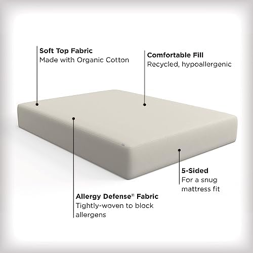 AllerEase Organically Grown Cotton Waterproof Mattress Pad Full