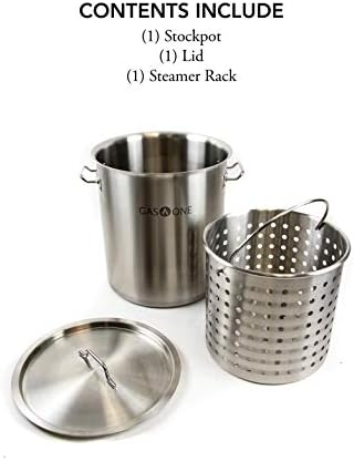 Gas One Fryer Pot 32 quart - All Purpose - Stainless Steel Tri-Ply Bottom with All Purpose Pot Deep Fryer Steam & Boiling Basket