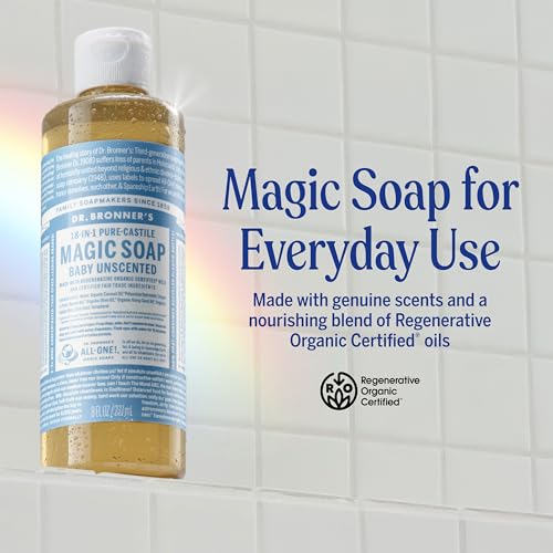 Dr. Bronner's Baby Unscented Pure-Castile Liquid Soap, No Fragrance, 16 oz, 2-Pack