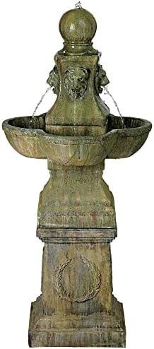 John Timberland Royal Lion 54" High Garden Large Pedestal Outdoor Fountain | Italian Decor Faux Stone Floor Standing Tall Bubbler Water Feature for