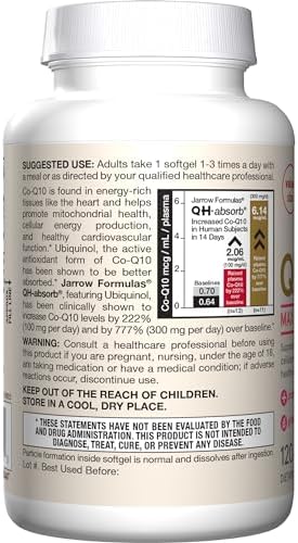 Jarrow QH-Absorb Ubiquinol 100mg CoQ10, Heart Health, 120 Softgels | High Absorption, Supports Mitochondrial Energy Production & Healthy Cardiovascular Function, Dietary Supplement