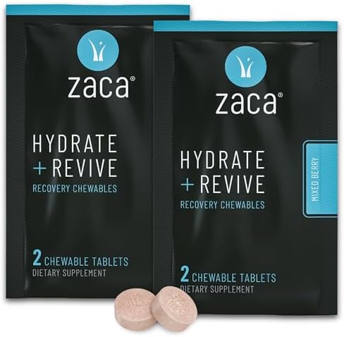 Zaca Recovery Chewable Supplement | Hydrate + Revive | 6 Packs = 12 Tablets | Party, Travel, Exercise & Altitude | Sugar Free, Gluten Free, Artificial Ingredients Free